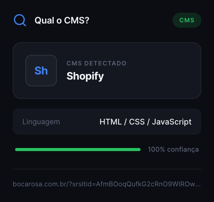 tela da extensão CMS